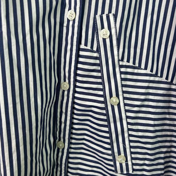 Niko And… Striped Button Down Shirt Women’s Long‎ Sleeve Artsy Cotton Navy Japan - Picture 5 of 16